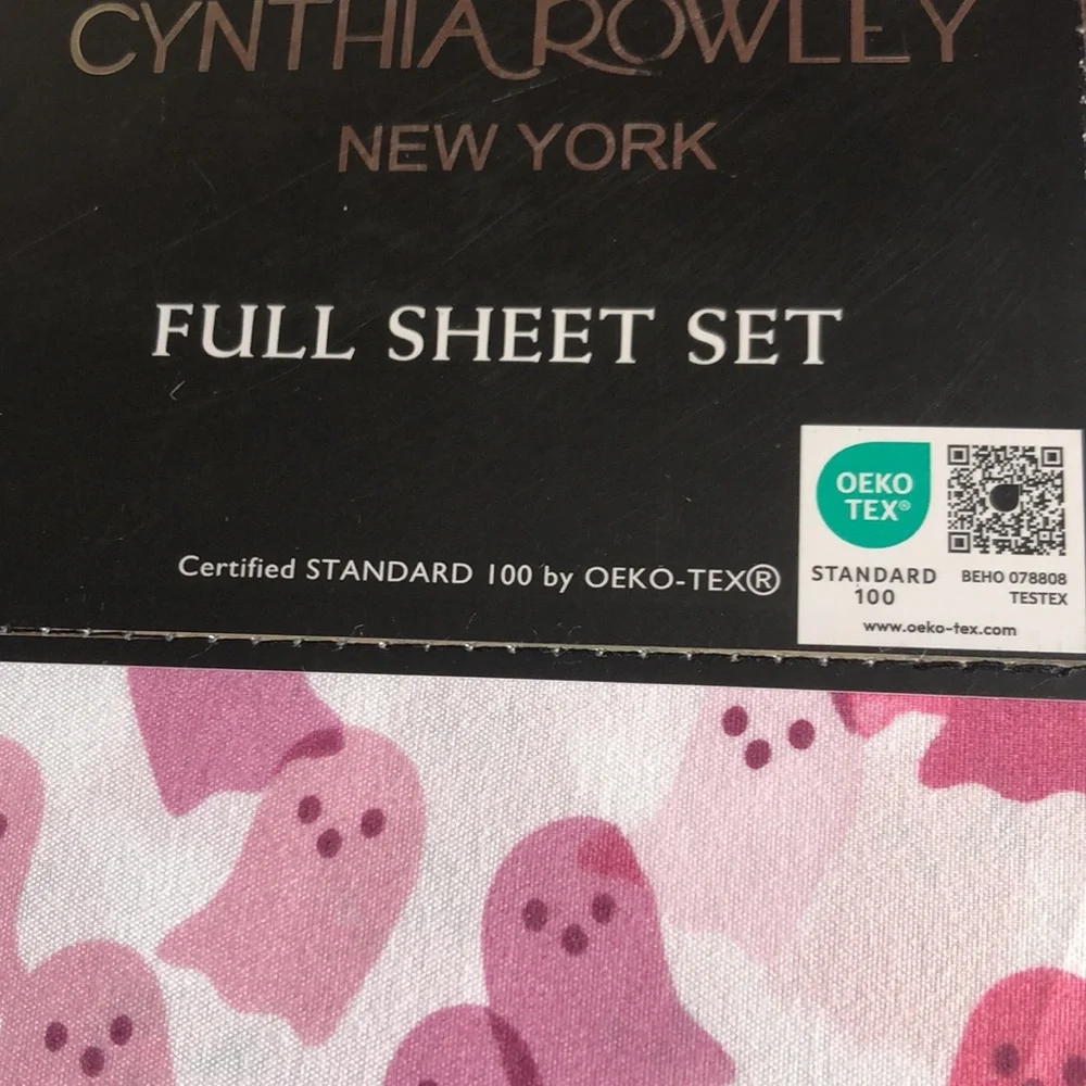 Cynthia Rowley PINK GHOSTS Halloween Sheet Set - FULL
